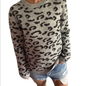 GEORGE: Grey cheetah print sweater